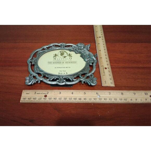 Frame Photo Picture Silver Metal Pewter Cherubs Art Nouveau Cottage Core - Picture 6 of 6